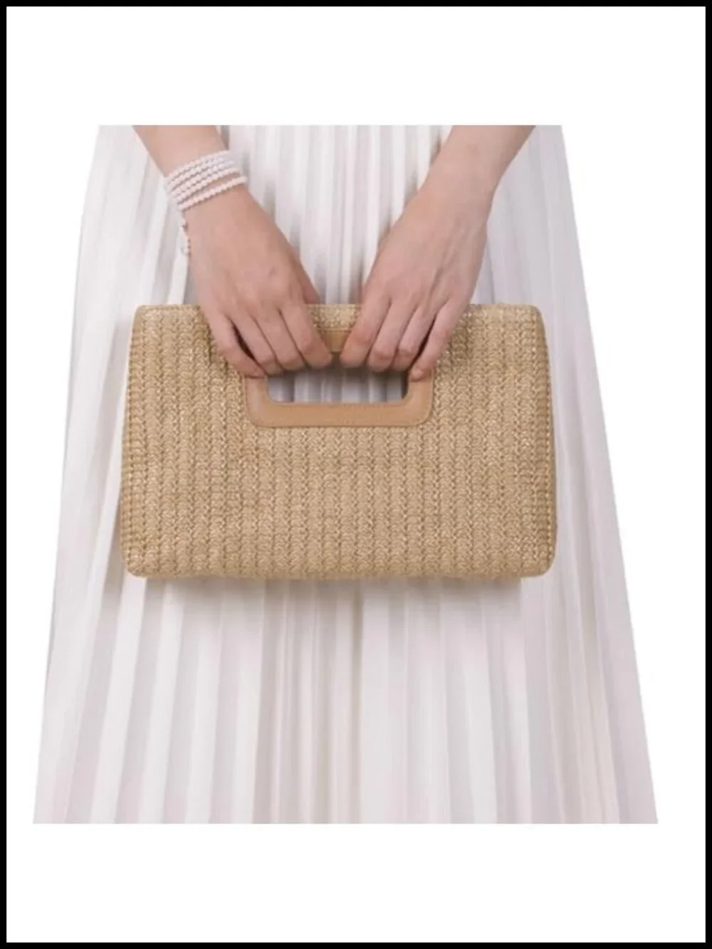 Straw Clutch Purse Woven Rattan Envelope Bag Top Handle Crossbody Handbag